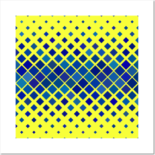 Yellow and Blue Diamond Pattern for Down Syndrome Awareness Posters and Art